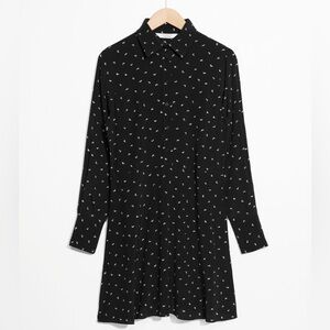& OTHER STORIES Fit & Flare Bird Print Shirt Dress - Size US 8